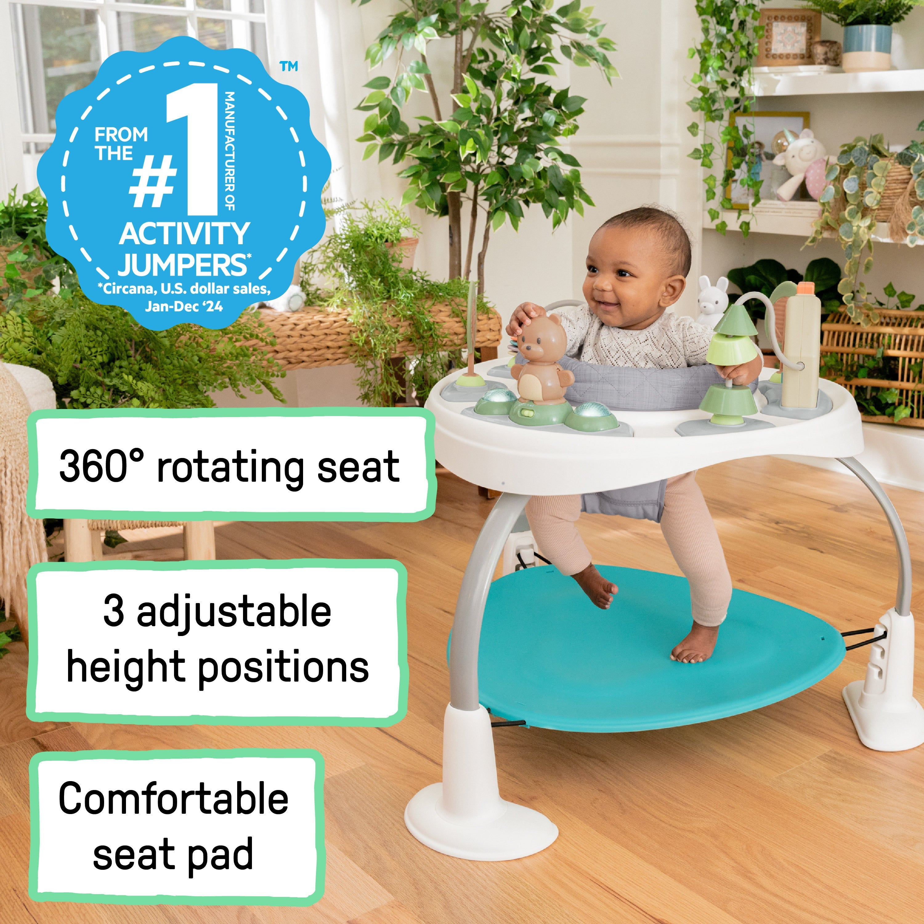 Ingenuity Spring & Sprout 2-in-1 Activity Jumper & Table - First Forest