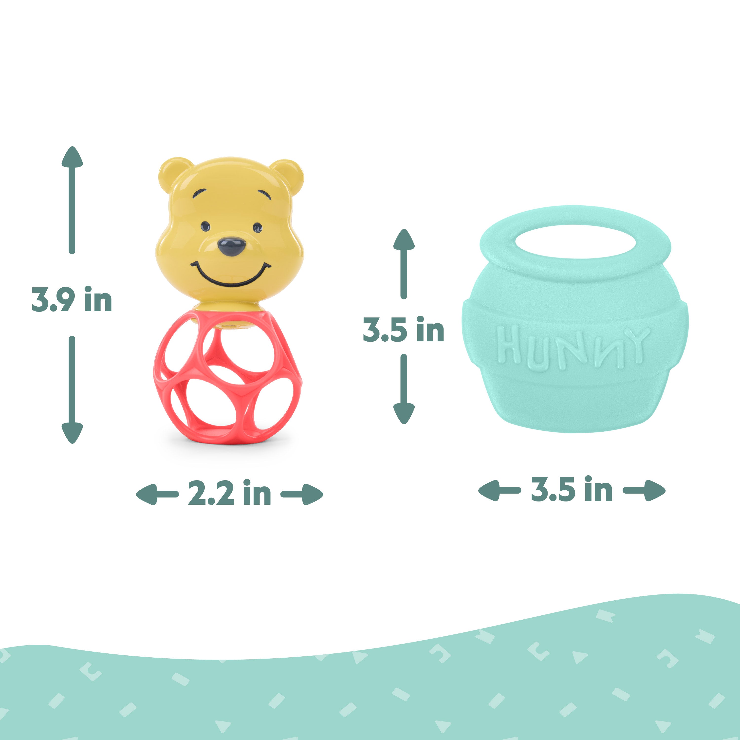 Bright Starts Baby Pooh 2 Pack Oball & Honey Pot Teether