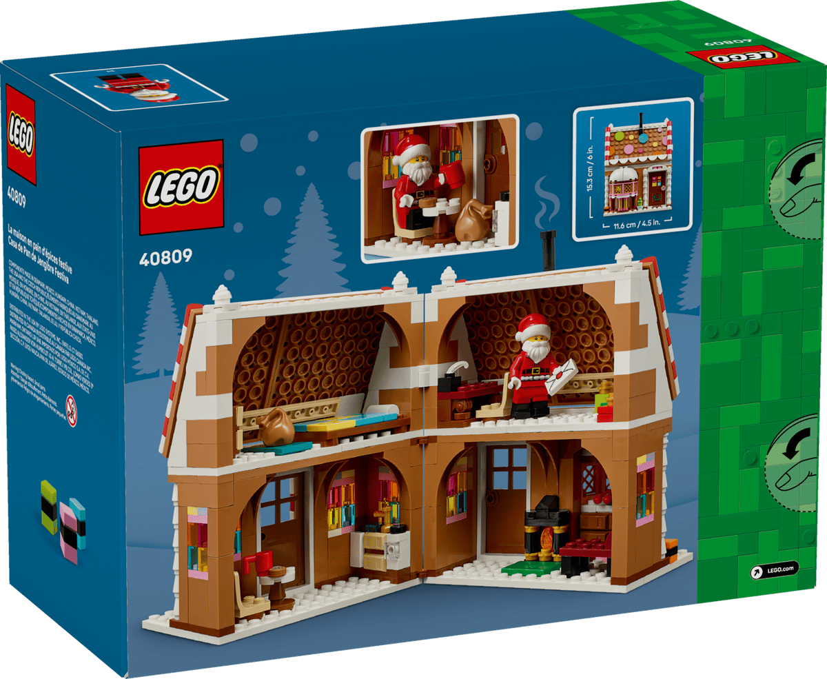 LEGO Festive Gingerbread House – Holiday Christmas Building Set (Ages 8+, 340 Pieces) (40809)