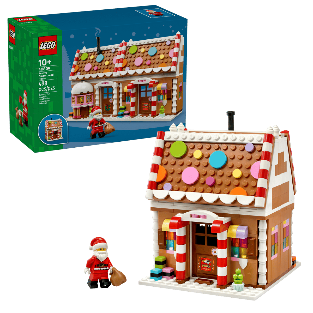 LEGO Festive Gingerbread House – Holiday Christmas Building Set (Ages 8+, 340 Pieces) (40809)