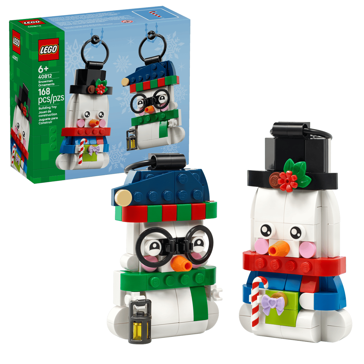 LEGO Snowman Ornaments – Holiday Christmas Hanging Ornament Building Set (Ages 7+, 154 Pieces) (40812)