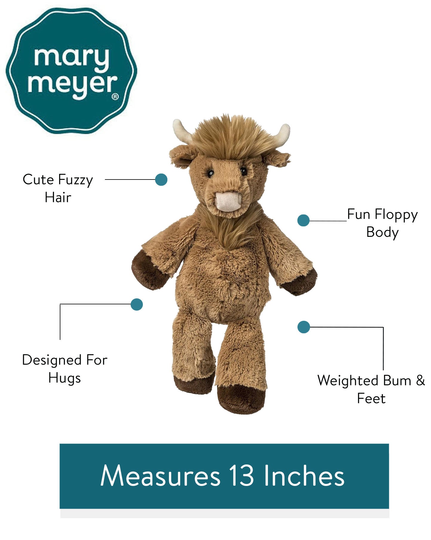Mary Meyer Marshmallow Zoo Hagrid Highland Cow 13" – Ultra-Plush Stuffed Animal