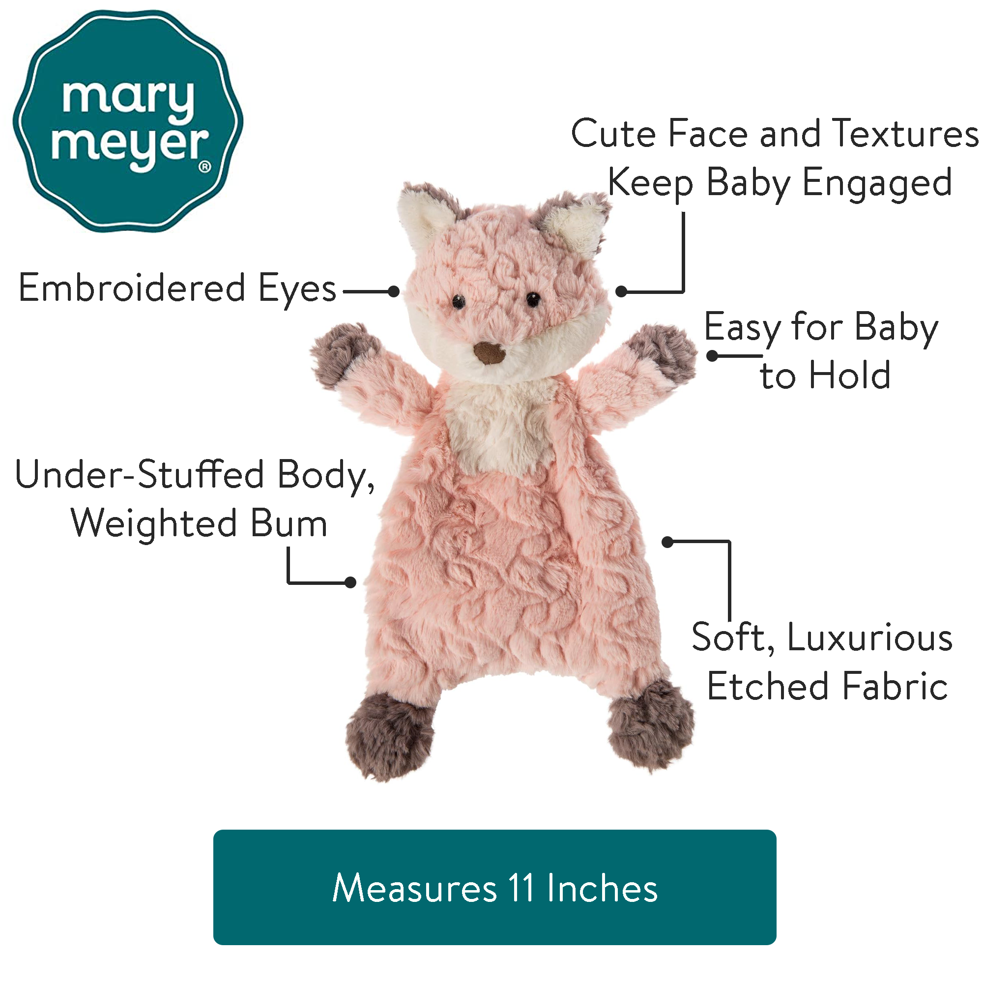 Mary Meyer Putty Nursery Lovey Fox 11" – Soft Security Blanket Fox Stuffed Animal