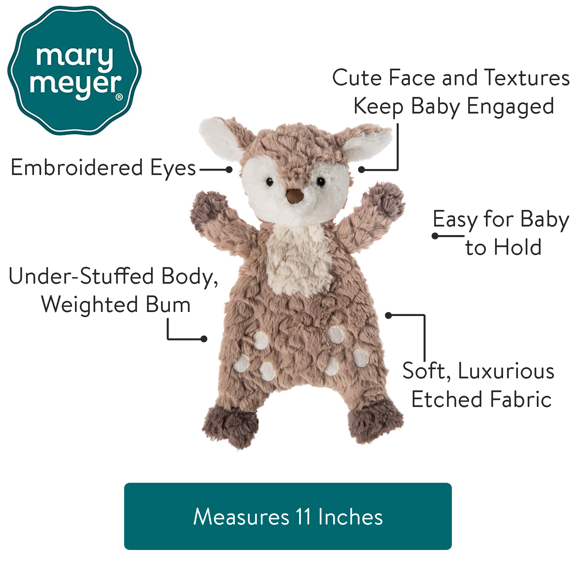 Mary Meyer Putty Nursery Lovey Fawn 11" – Soft Security Blanket Deer Stuffed Animal