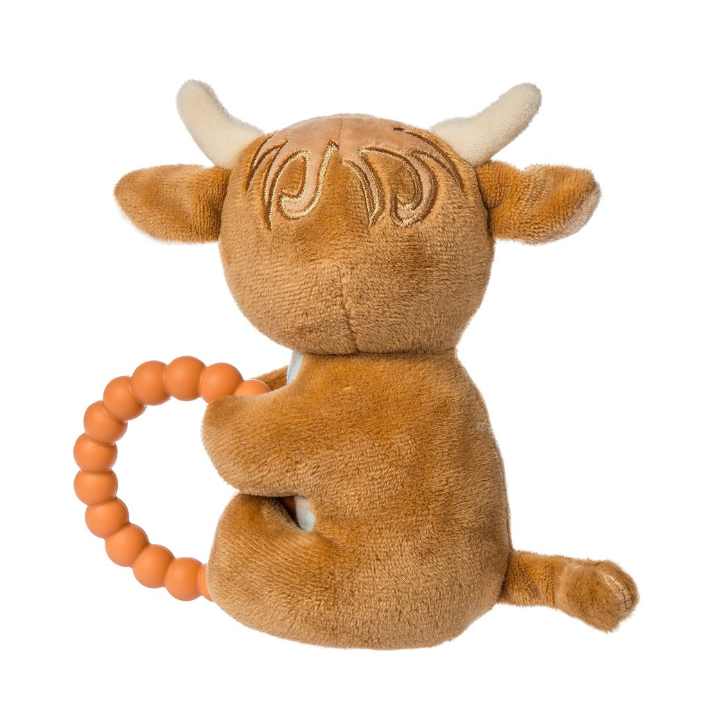 Mary Meyer Hetty Highland Cow Teether Rattle – Soft Baby Cow Sensory Teether