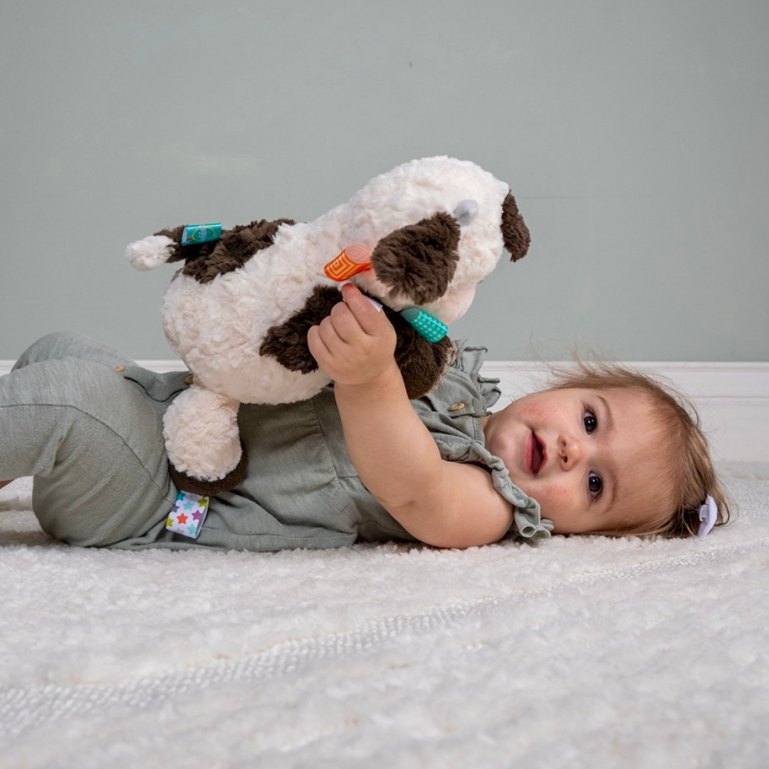Mary Meyer Taggies Buttercup Cow 8" Soft Toy – Tag-Textured Sensory Plush for Babies