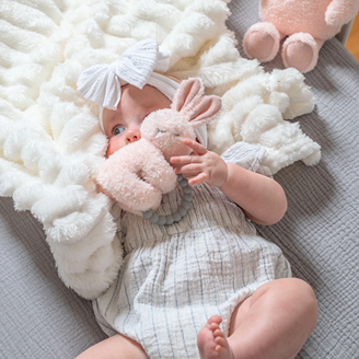 Mary Meyer Sweet Dreams Bunny Teether Rattle 6" – Soft Baby Bunny Sensory Teether