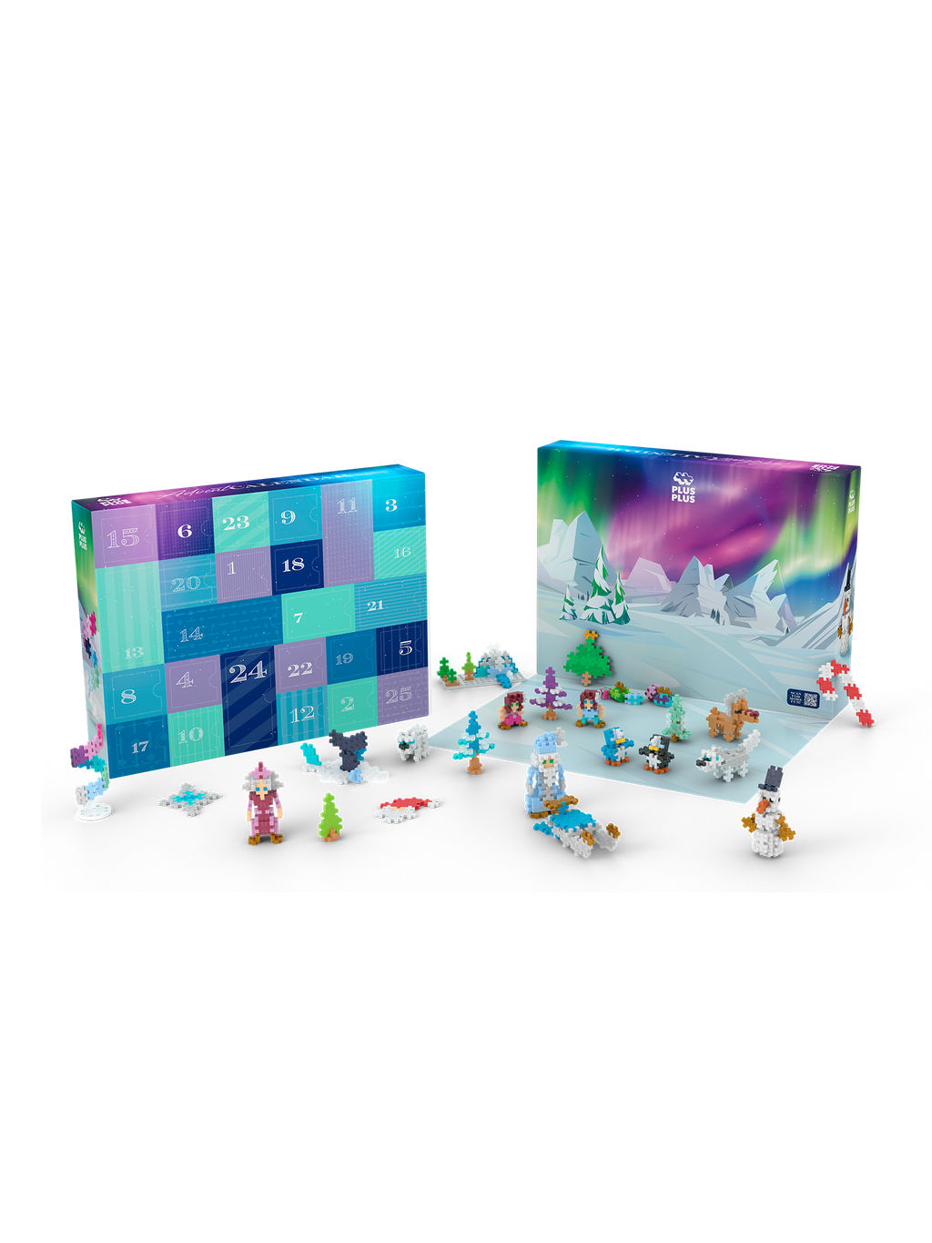 Plus Plus Advent Calendar 2026 – Santa's Northern Lights Adventure 600-Piece Holiday Countdown (Ages 5+)