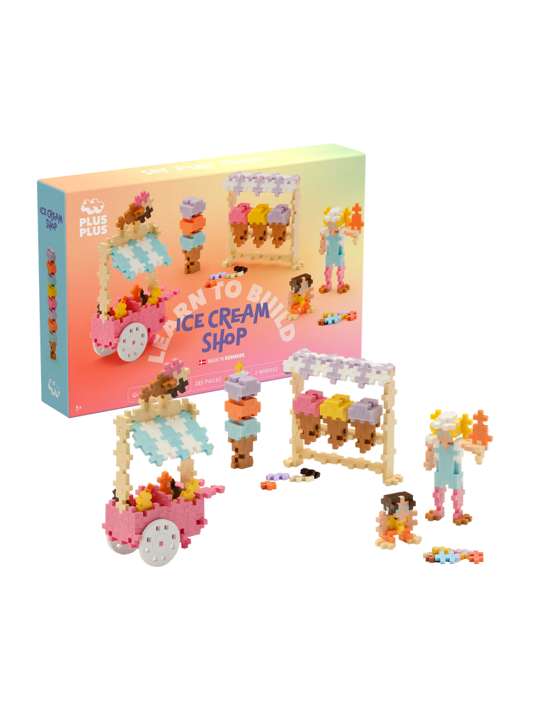 Plus Plus Learn to Build Ice Cream Shop – 275-Piece Creative Building Set with Idea Guidebook (Ages 5+)