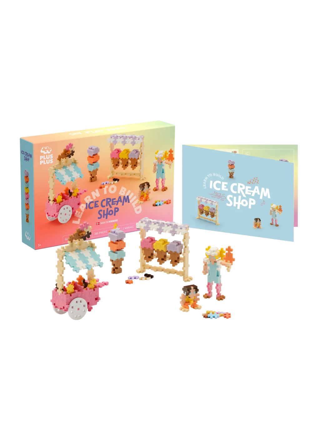 Plus Plus Learn to Build Ice Cream Shop – 275-Piece Creative Building Set with Idea Guidebook (Ages 5+)