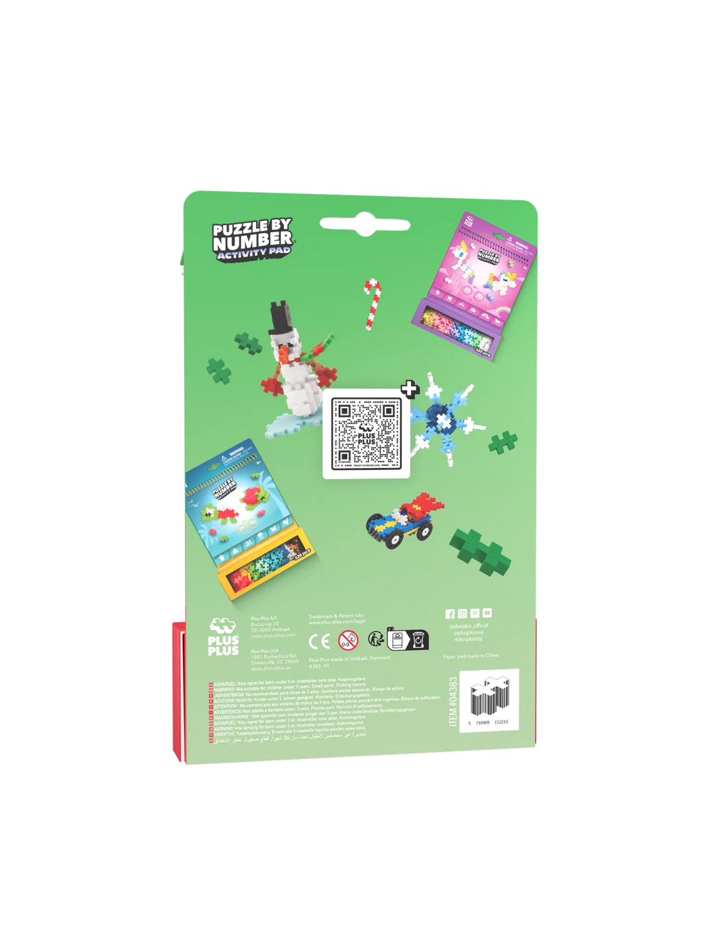 Plus Plus Puzzle by Number Christmas – 125-Piece Holiday Activity Pad with 2D & 3D Festive Builds (Ages 5+)