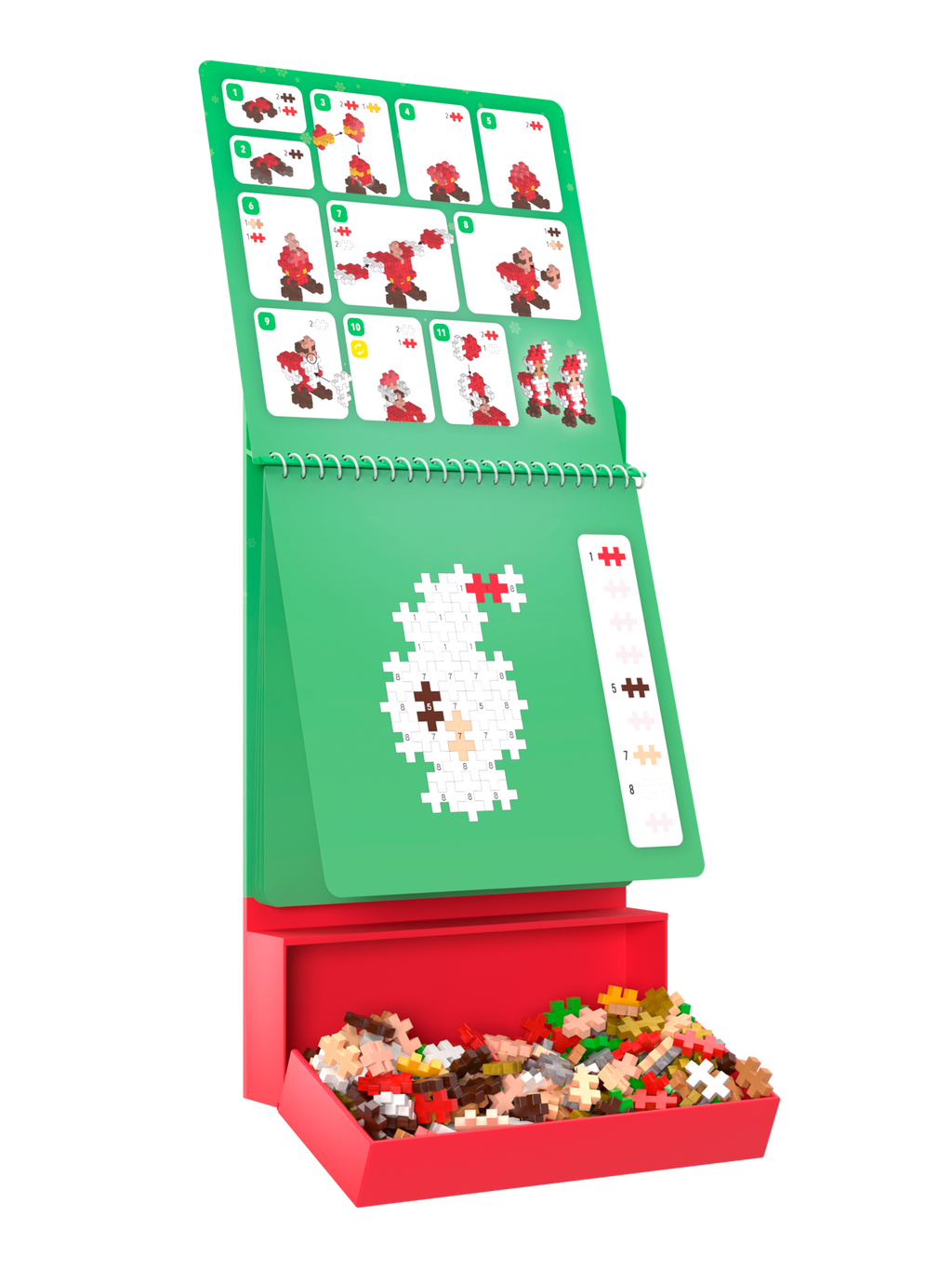 Plus Plus Puzzle by Number Christmas – 125-Piece Holiday Activity Pad with 2D & 3D Festive Builds (Ages 5+)