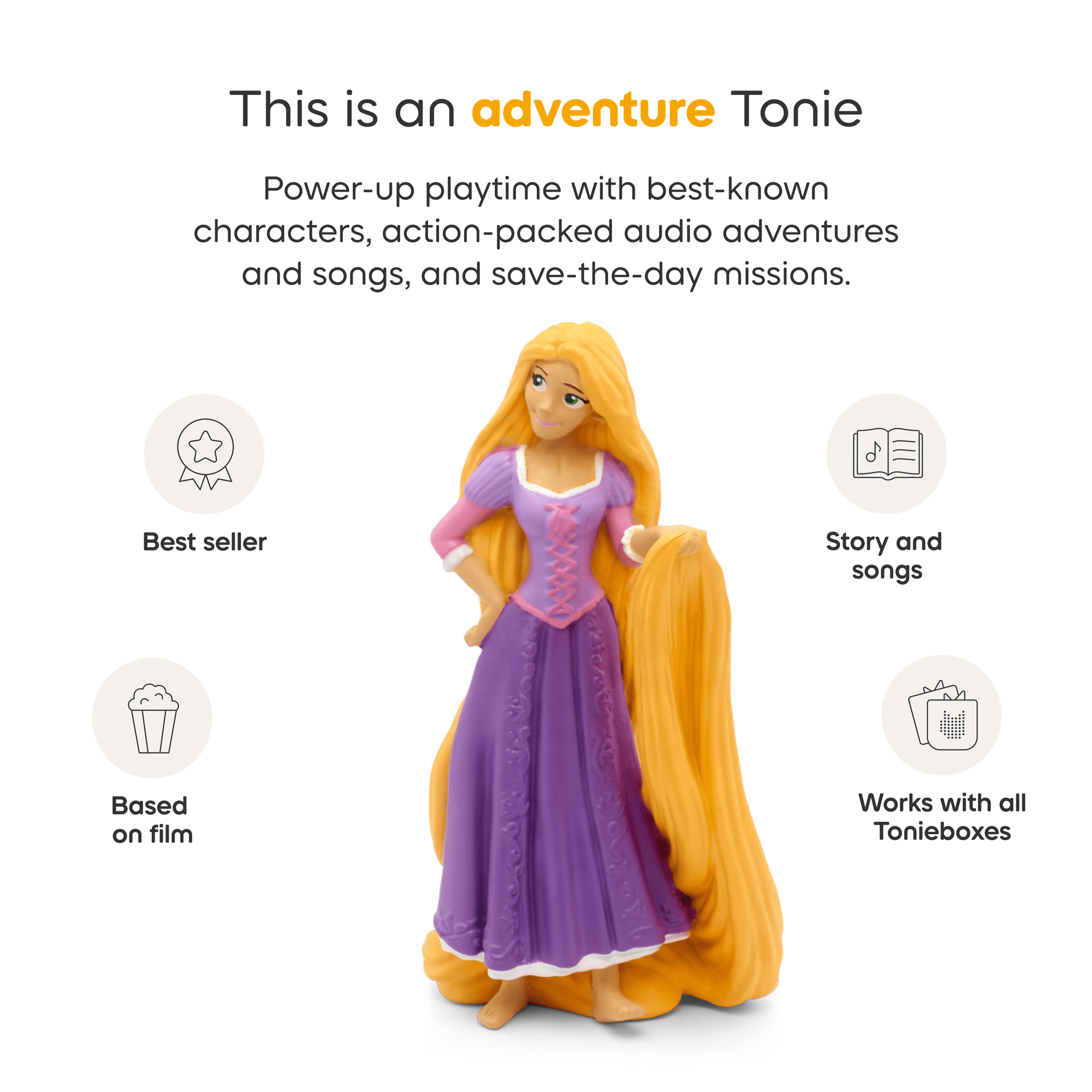 Tonies Disney Tangled Rapunzel – Screen-Free Audio Tonie Figure with Stories & Songs for Kids (Ages 1+)