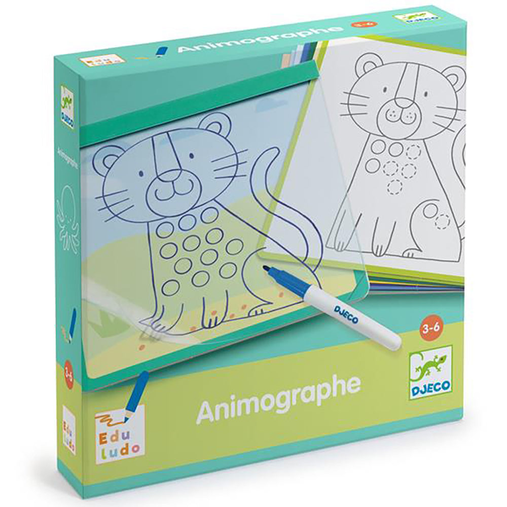 Djeco Animographe – Wipe-Clean Animal Tracing & Pre-Writing Skills Board (Ages 3+)