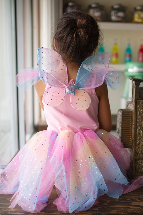 Great Pretenders Rainbow Fairy Dress & Wings, Multi, Size 3-4
