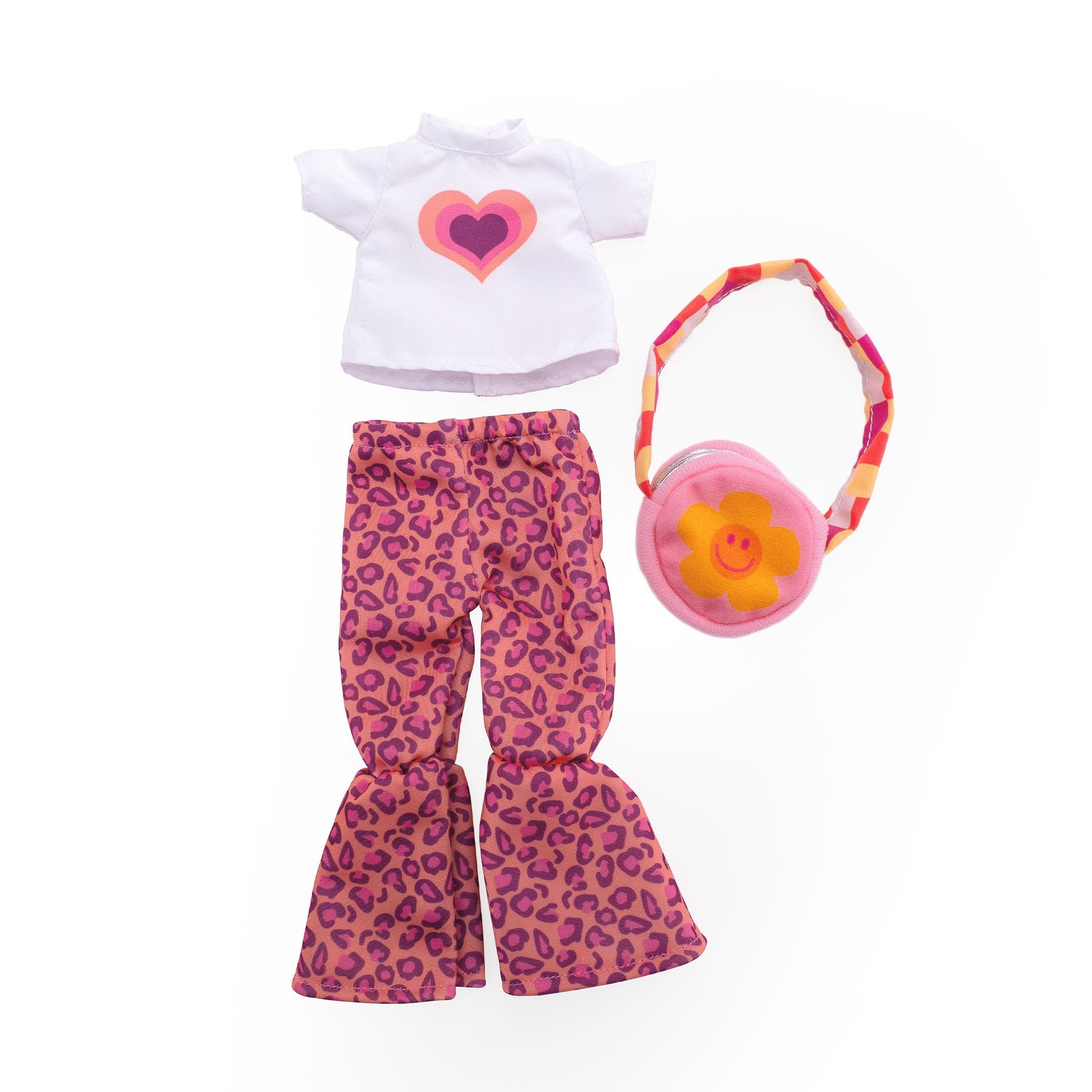 Manhattan Toy Groovy Girls Goin' Groovy Doll Outfit – 3-Piece Heart Tee, Animal Print Pants & Floral Cross-Body Bag for 13" Groovy Girls Dolls (Ages 3+)