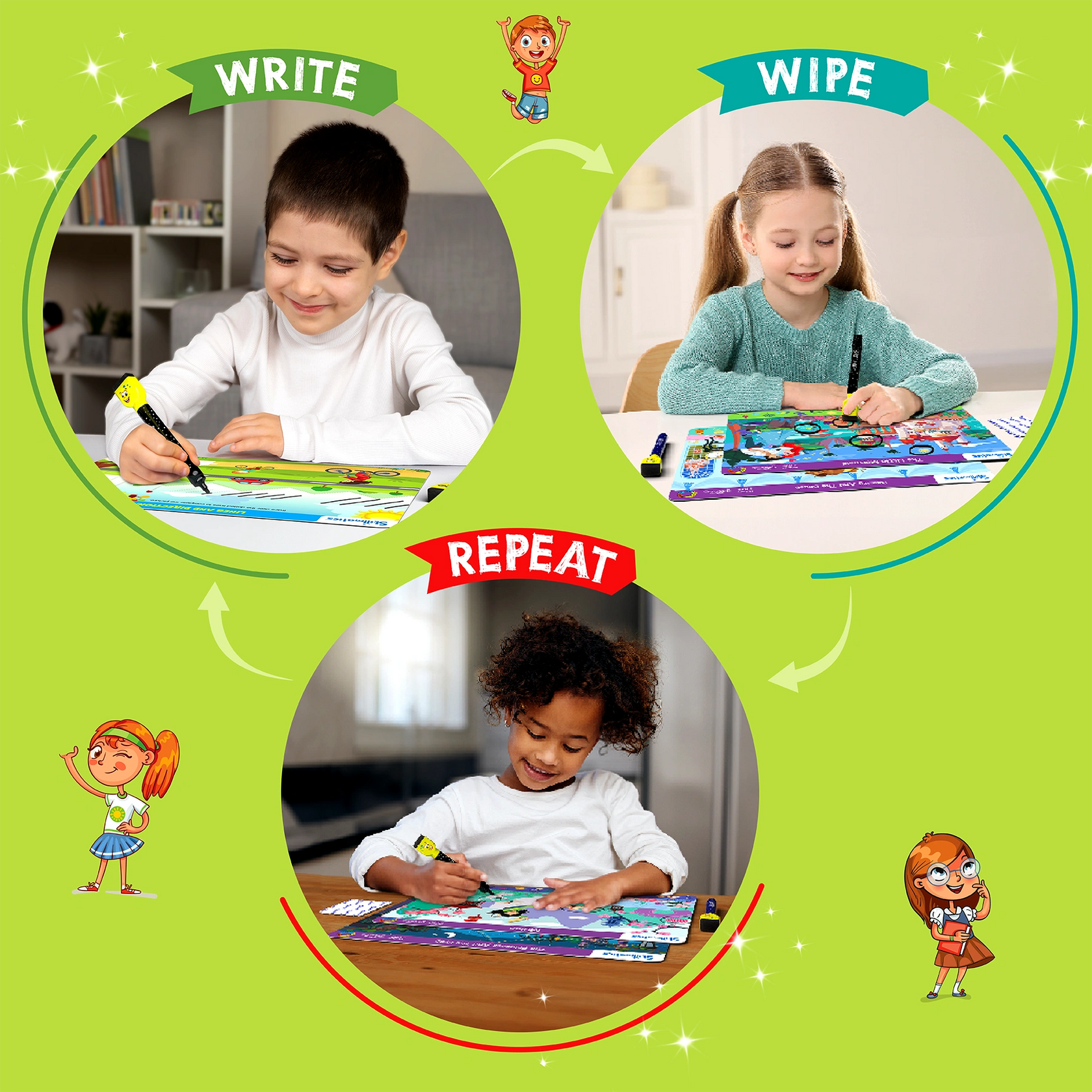 Skillmatics Write & Wipe: I Can Write – Reusable Educational Writing Activity