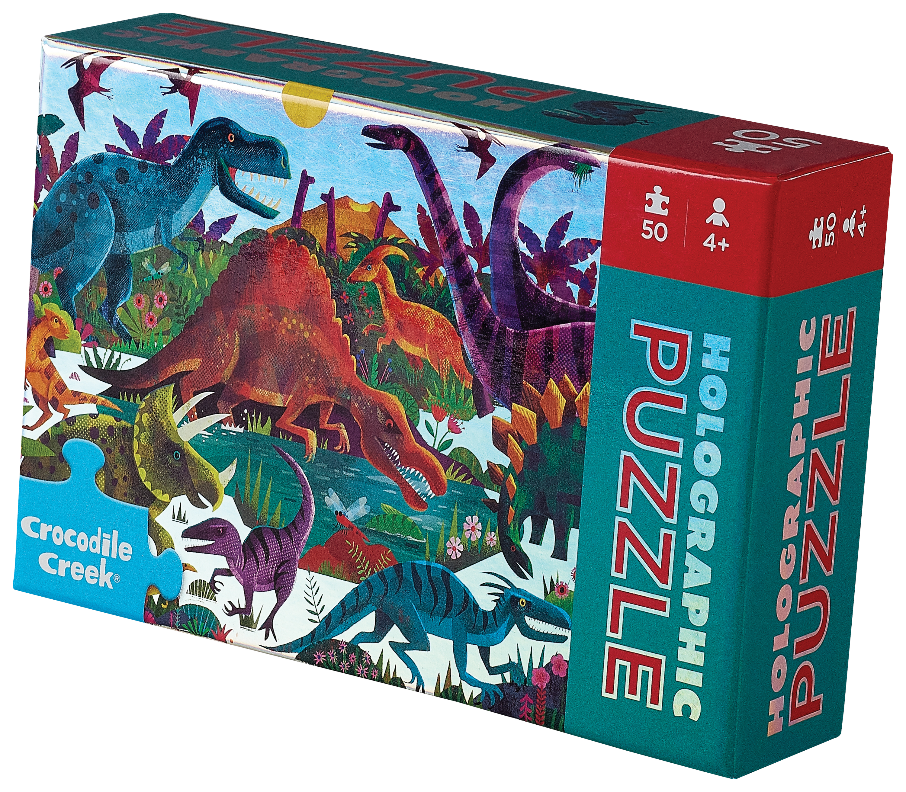 Crocodile Creek Dinosaurs 50-Piece Holographic Foil Puzzle