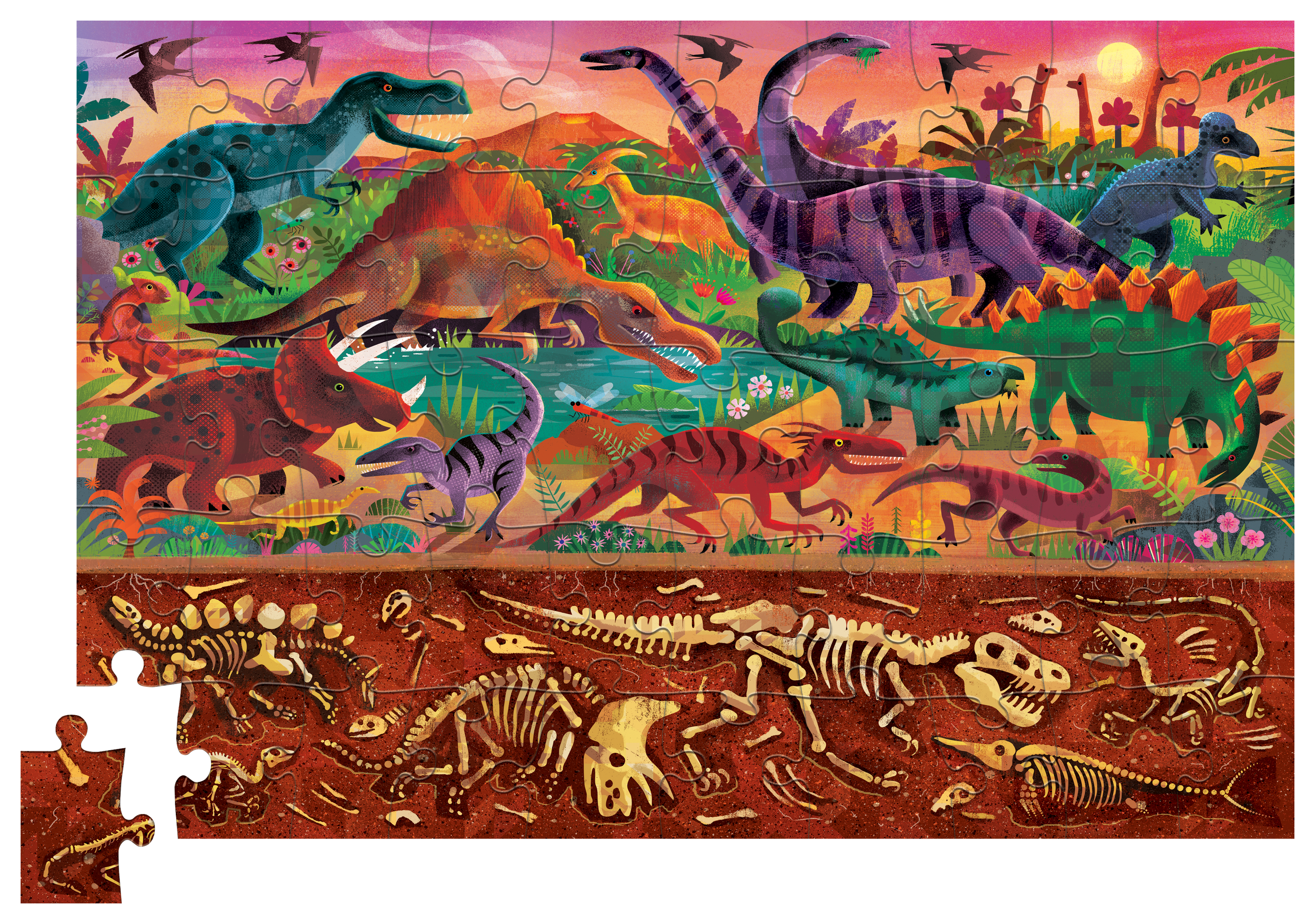 Crocodile Creek Dinosaurs 50-Piece Holographic Foil Puzzle