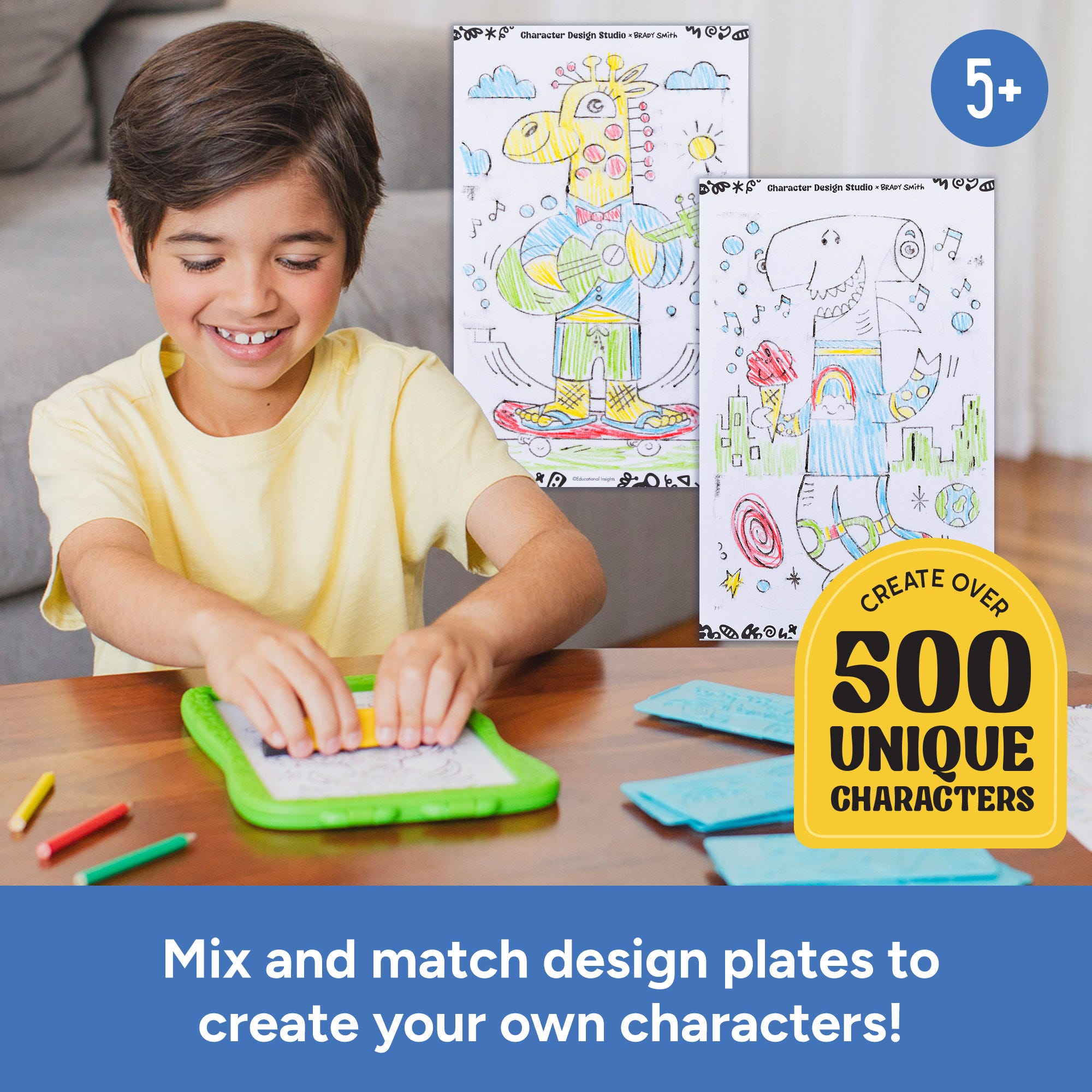 Educational Insights Character Design Studio – Mix-and-Match Rubbing Plate Character Creator (Ages 6+)