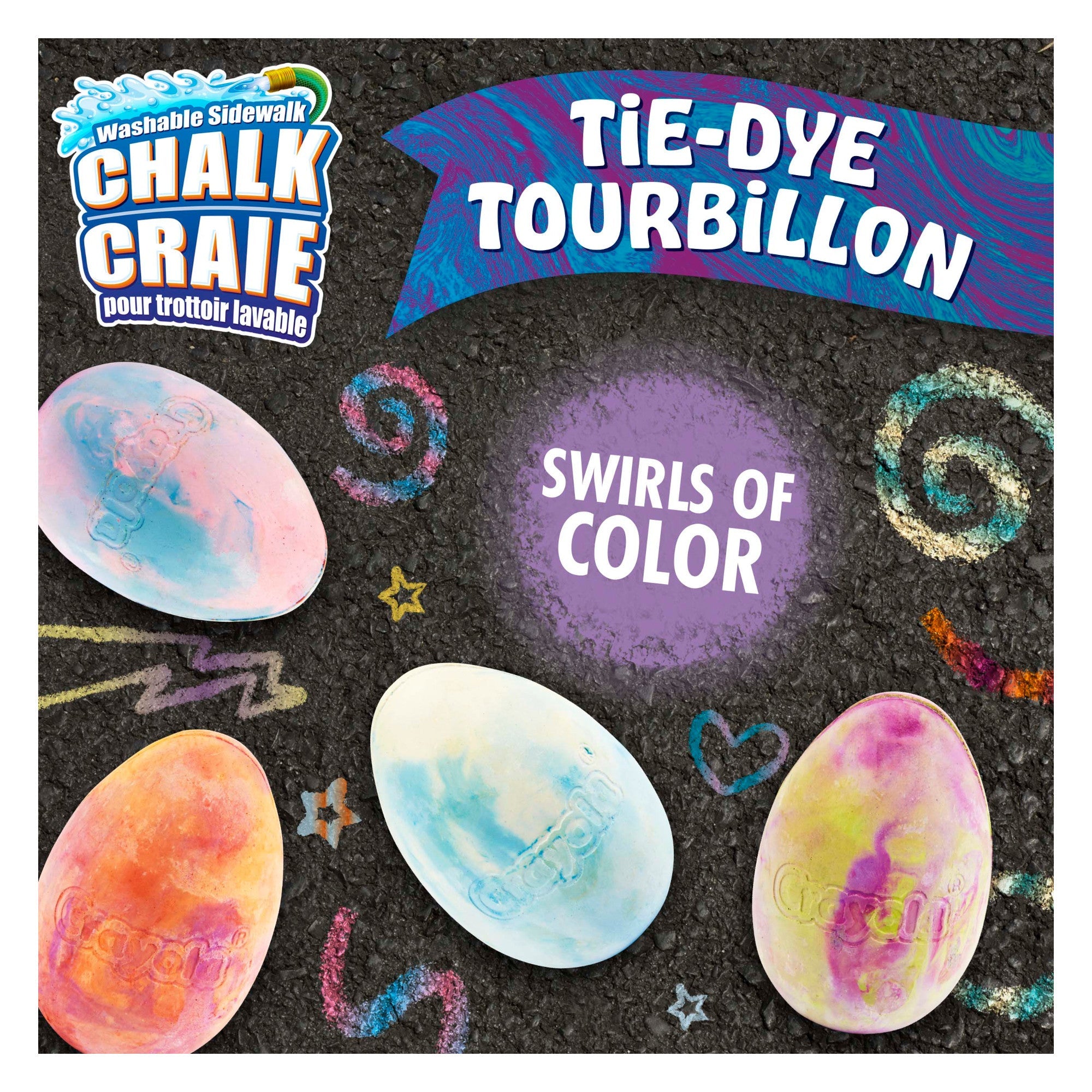 Crayola 6ct Tie Dye Washable Sidewalk Chalk(Egg Shaped)