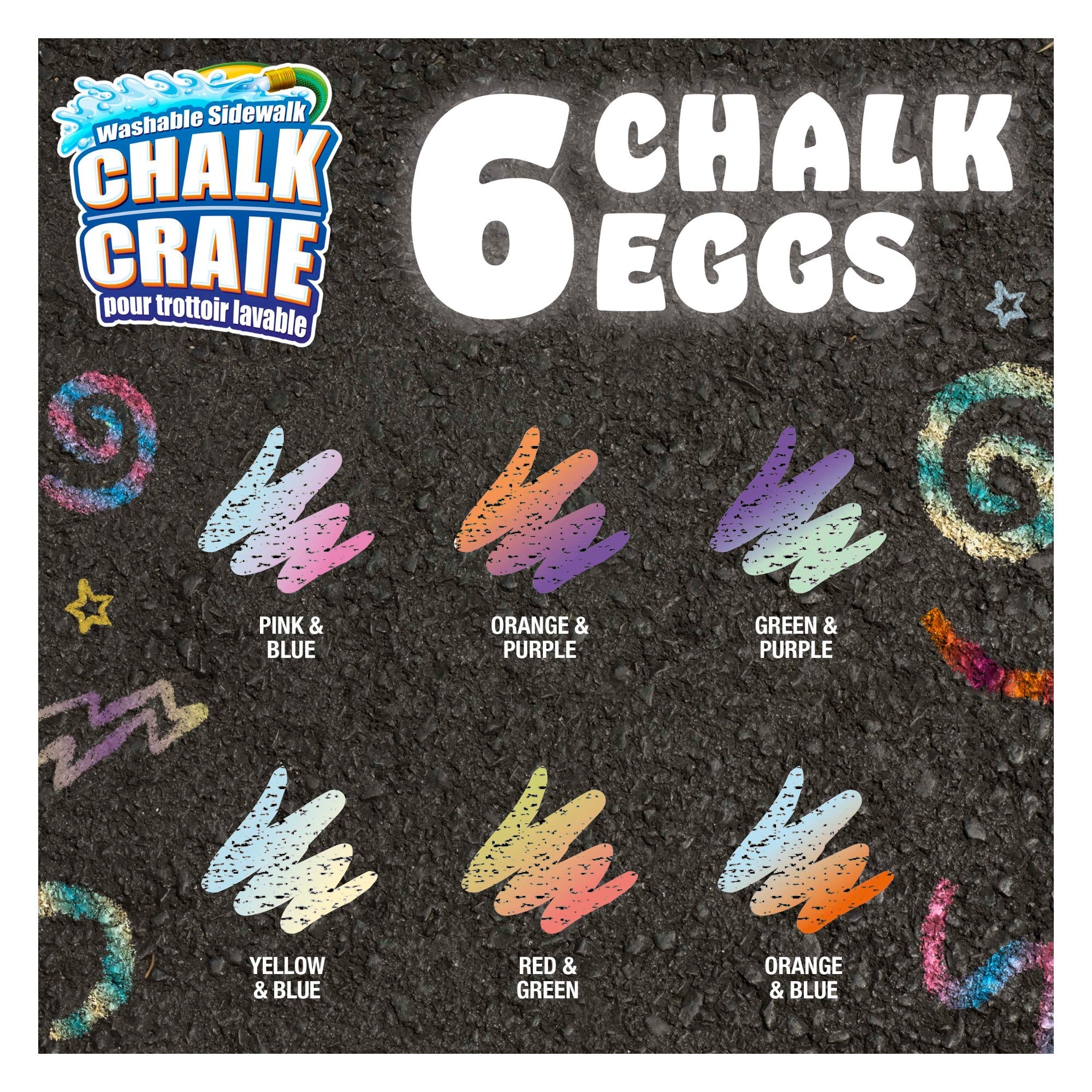 Crayola 6ct Tie Dye Washable Sidewalk Chalk(Egg Shaped)