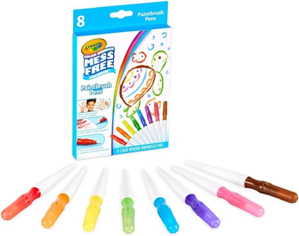 Crayola Color Wonder Paintbrush Pens – Mess-Free Watercolour Brush Markers for Kids