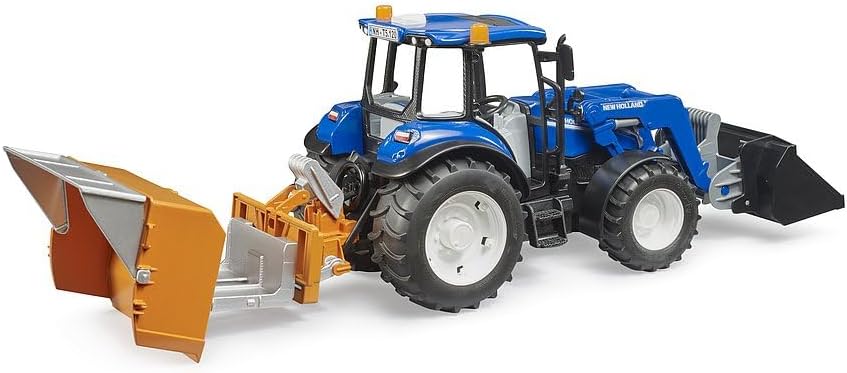 Bruder New Holland Powerstar T5.120 Tractor Set – Front Loader, Load Box, Bale & Forks Included (Ages 3+)