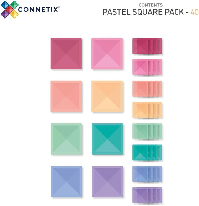 Connetix Pastel Square Pack (40 Pieces)