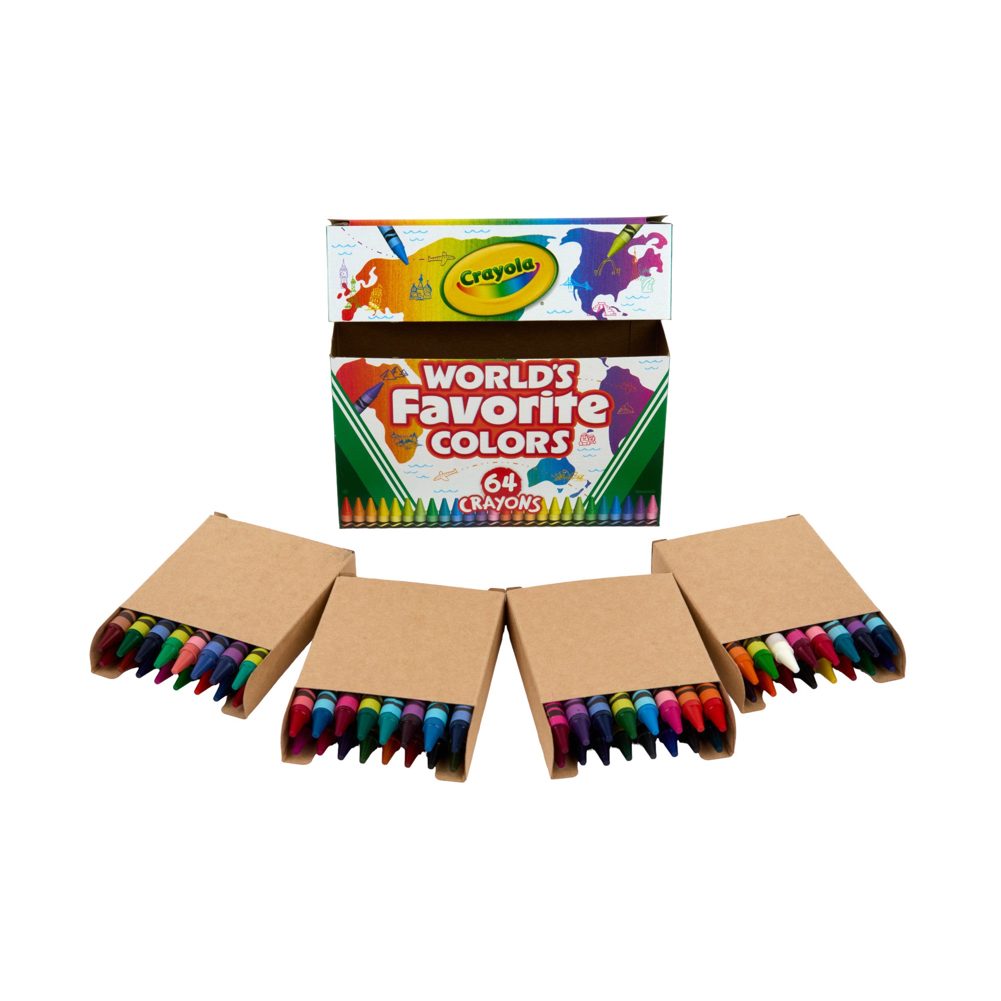Crayola 64 Count Crayons – World's Favourite Colours with Built-In Sharpener