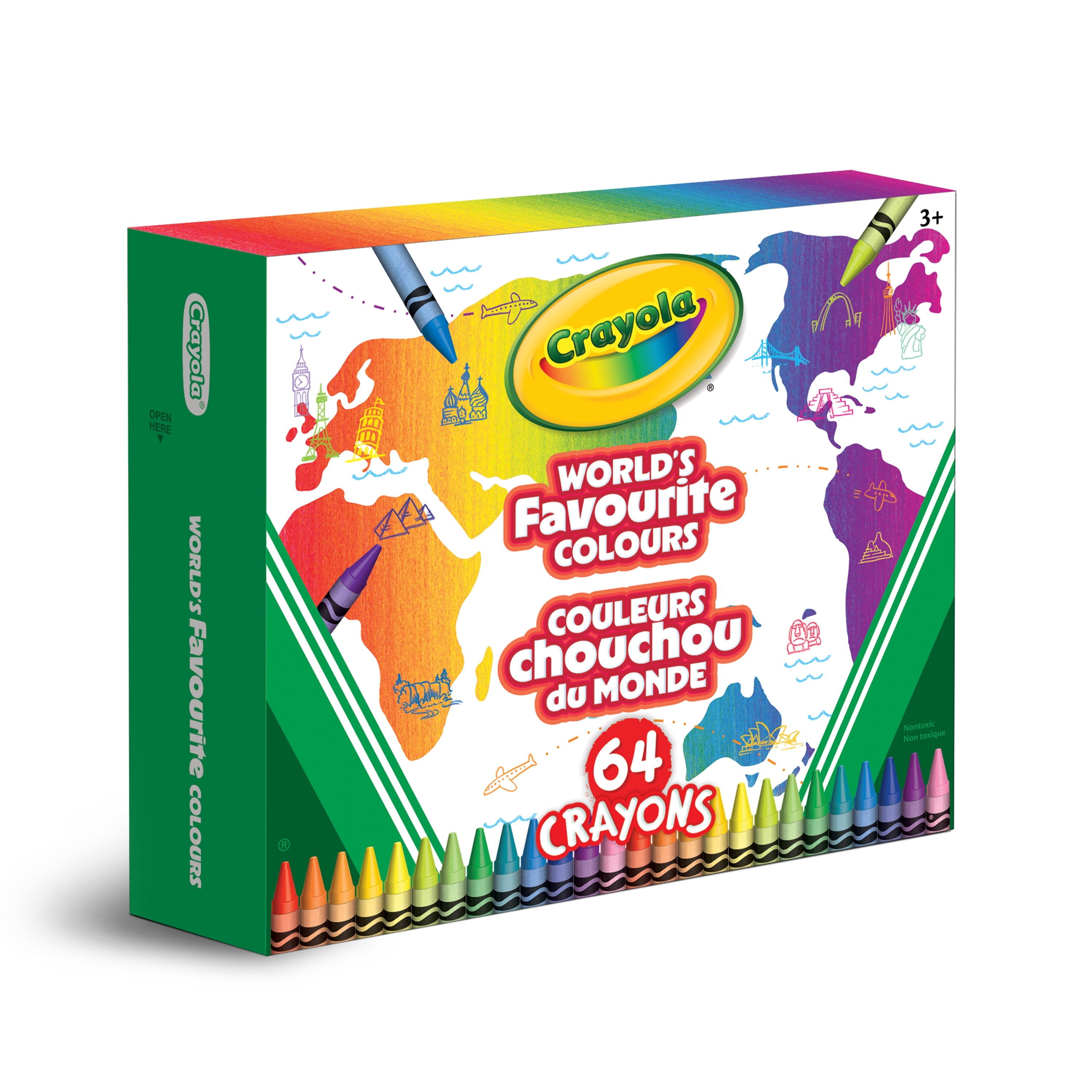 Crayola 64 Count Crayons – World's Favourite Colours with Built-In Sharpener