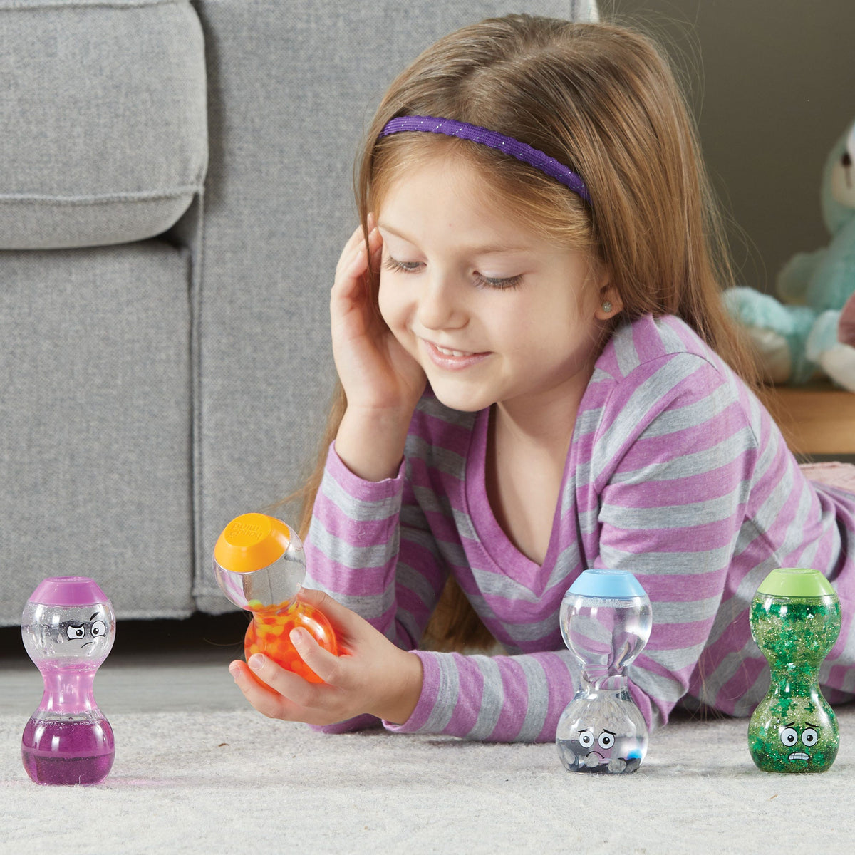 hand2mind Express Your Feelings Sensory Bottles – Excited, Nervous, Lonely & Impatient 4-Bottle SEL Set (Ages 3+)