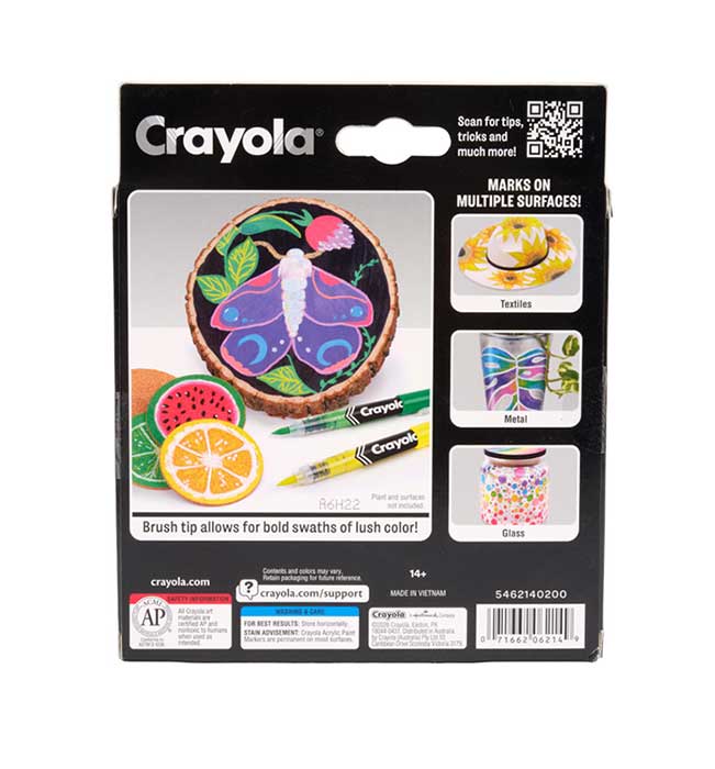 Crayola 10Crayola 10-Count Brush Tip Acrylic Paint Markers – Versatile Art Markers for Kids & Teens (Ages 8+)-Count Brush Tip Acrylic Paint Markers – Versatile Art Markers for Kids & Teens (Ages 8+)