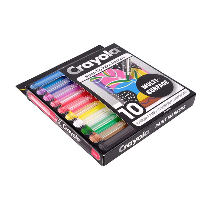 Crayola 10Crayola 10-Count Brush Tip Acrylic Paint Markers – Versatile Art Markers for Kids & Teens (Ages 8+)-Count Brush Tip Acrylic Paint Markers – Versatile Art Markers for Kids & Teens (Ages 8+)