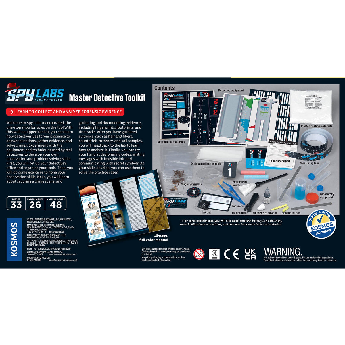 Thames & Kosmos Spy Labs Master Detective Toolkit – Forensic Science Briefcase with 32-Page Experiment Book (Ages 8+)