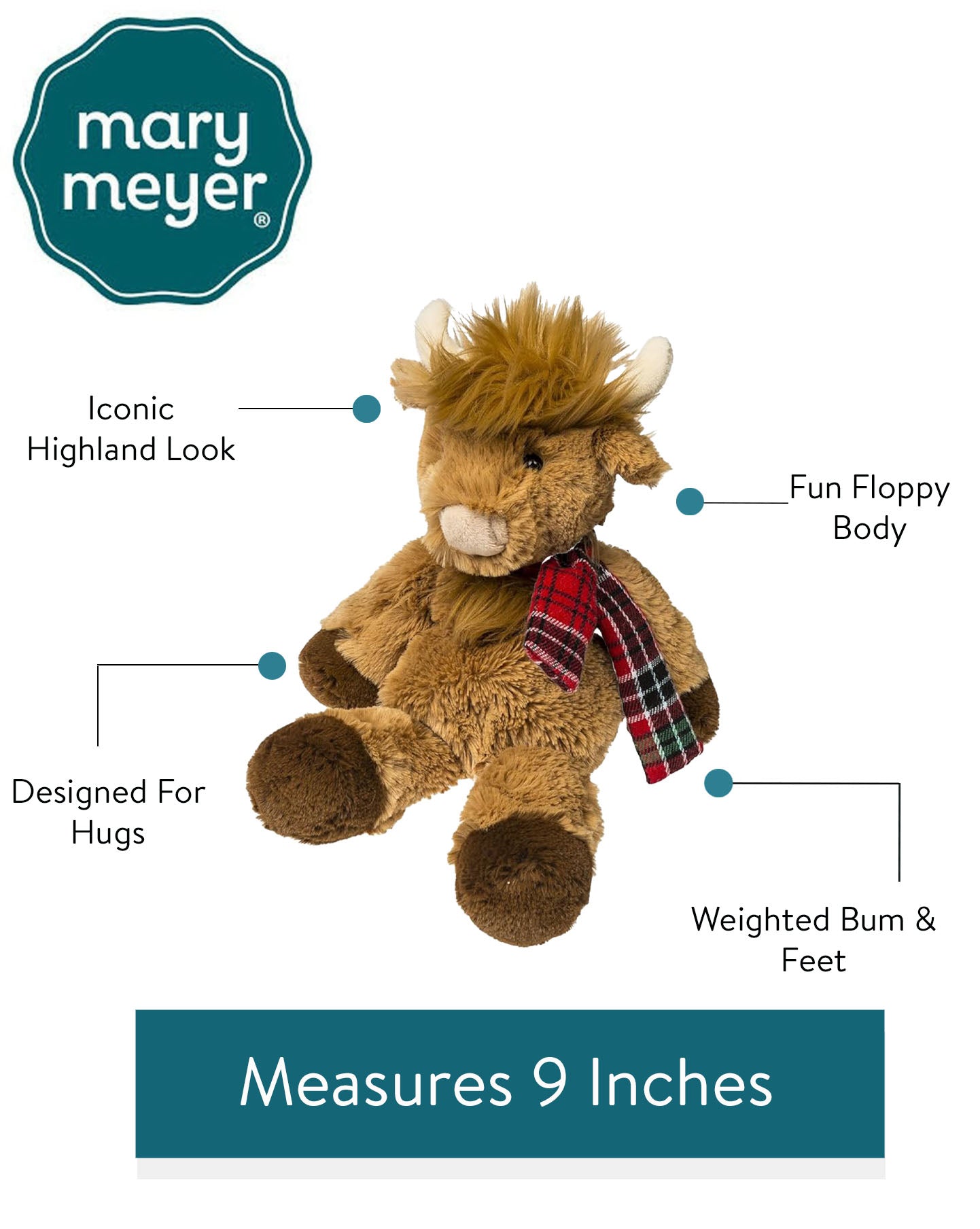 Mary Meyer Marshmallow Zoo Junior Highland Cow 9" – Ultra-Plush Stuffed Animal
