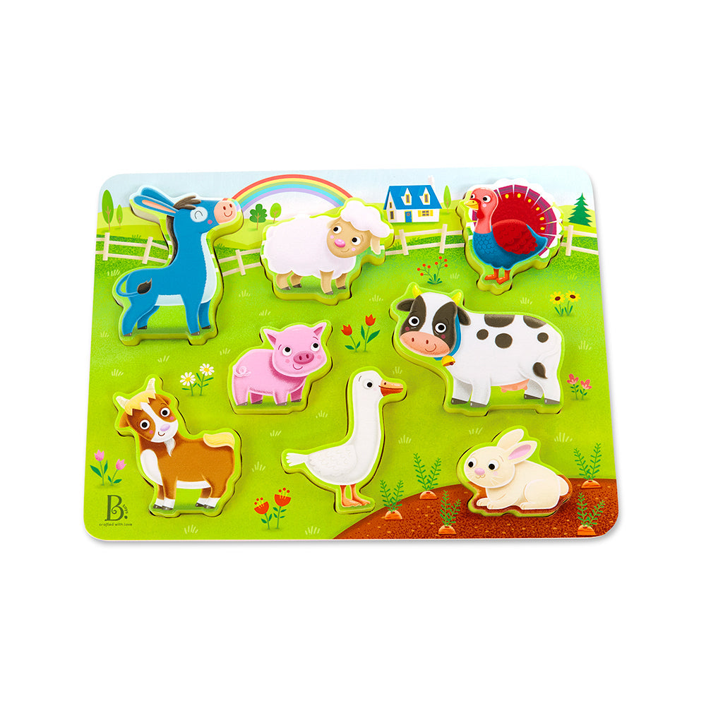 B Toys Farm Animals Chunky Wooden Puzzle 8 Piece