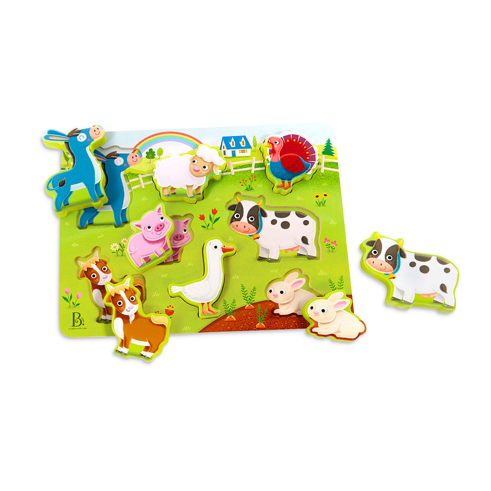 B Toys Farm Animals Chunky Wooden Puzzle 8 Piece