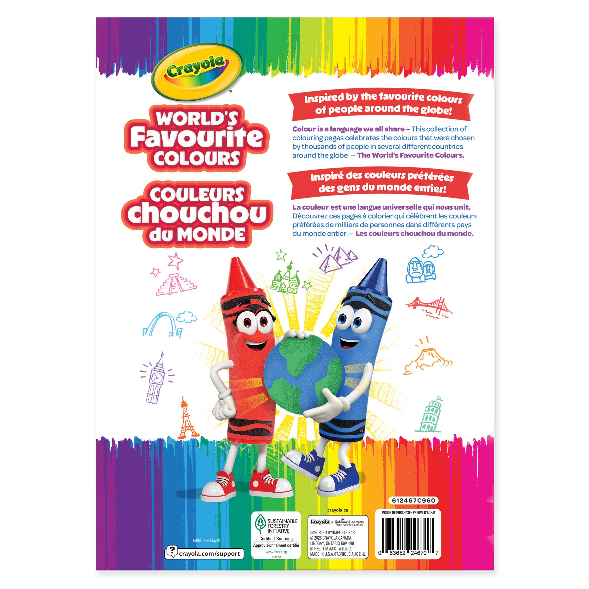 Crayola World's Favourite Colours Colouring Book – 48 Pages of Illustrations for Kids