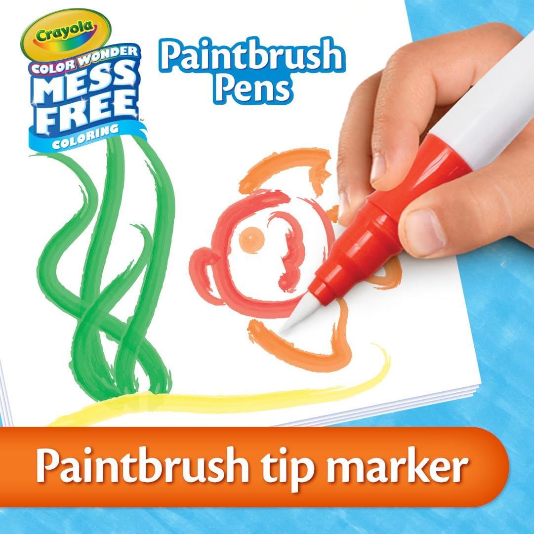Crayola Color Wonder Paintbrush Pens – Mess-Free Watercolour Brush Markers for Kids