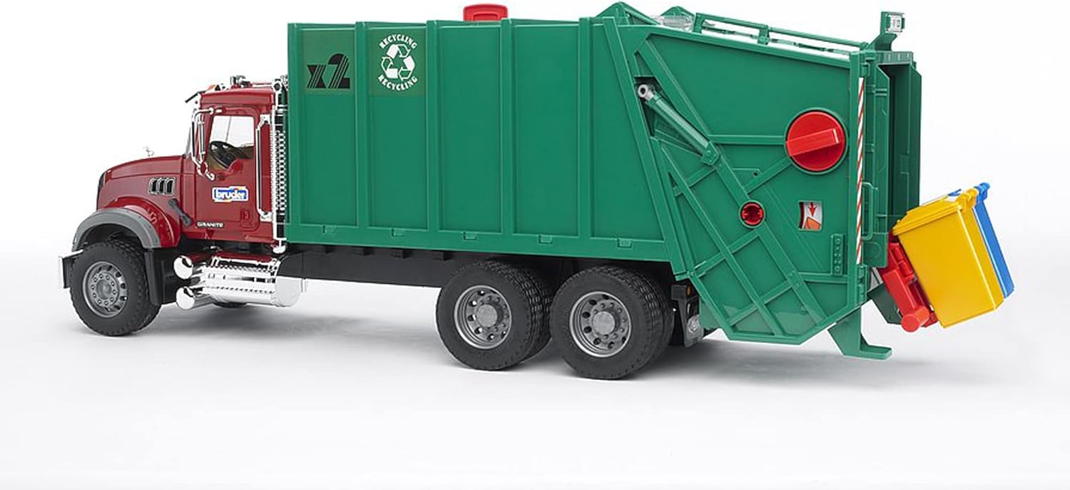 Bruder MACK Granite Garbage truck (ruby red-green) (02812)