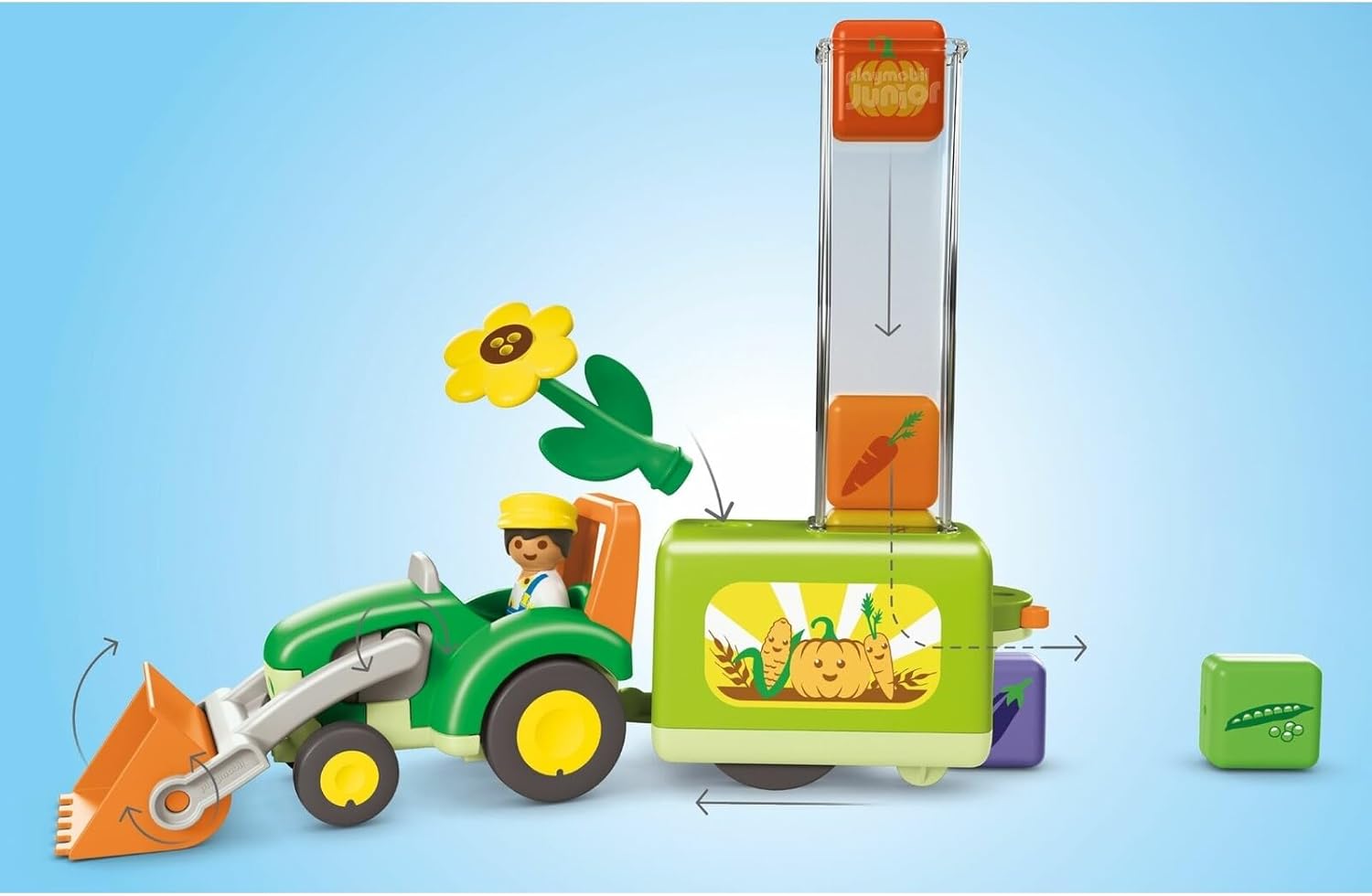 Playmobil JUNIOR: Tractor with Load and Drop Planter