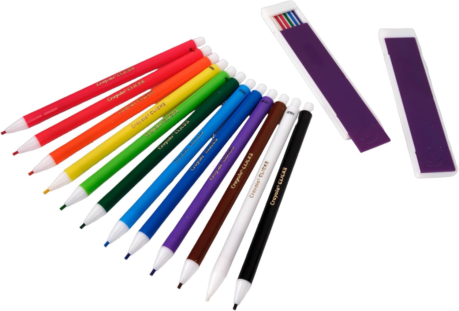Crayola 12 Count Clicks Mechanical Coloured Pencils – No-Sharpen Retractable Art Pencils