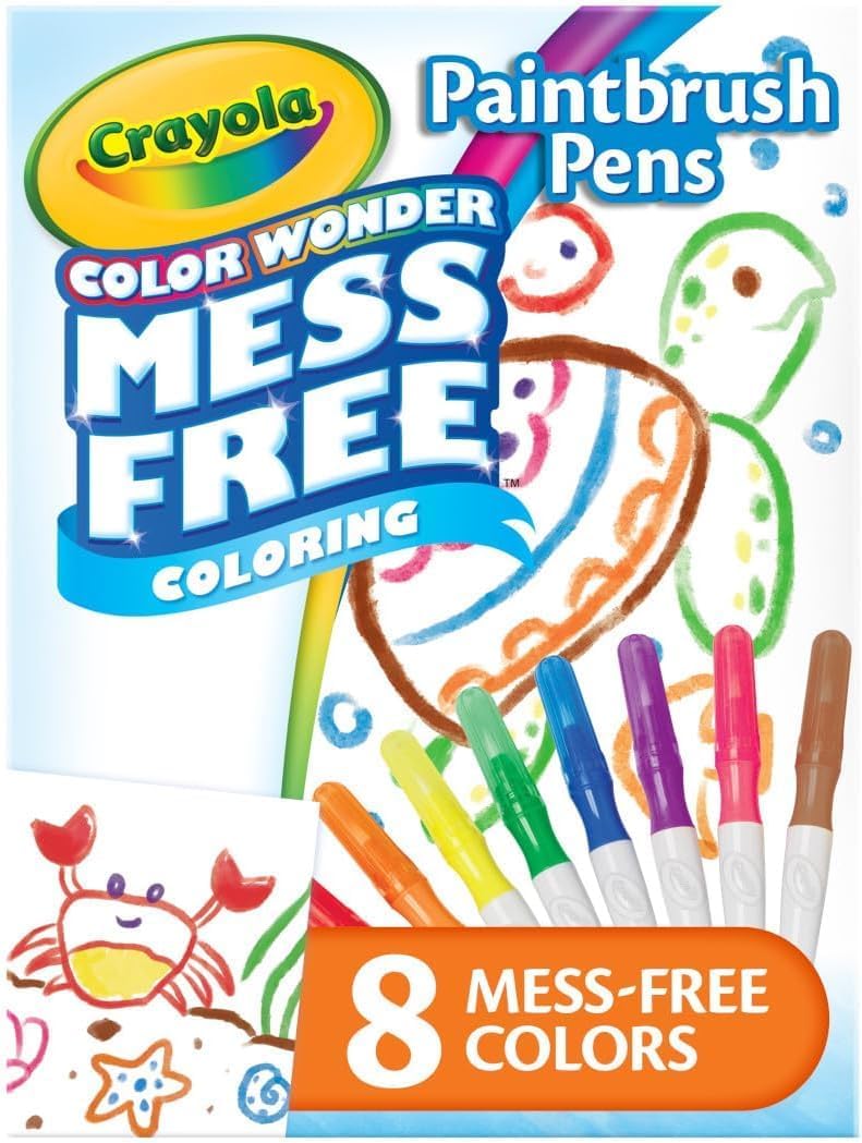 Crayola Color Wonder Paintbrush Pens – Mess-Free Watercolour Brush Markers for Kids