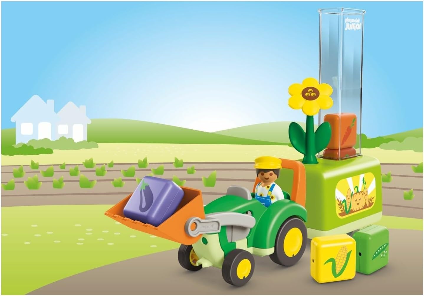 Playmobil JUNIOR: Tractor with Load and Drop Planter
