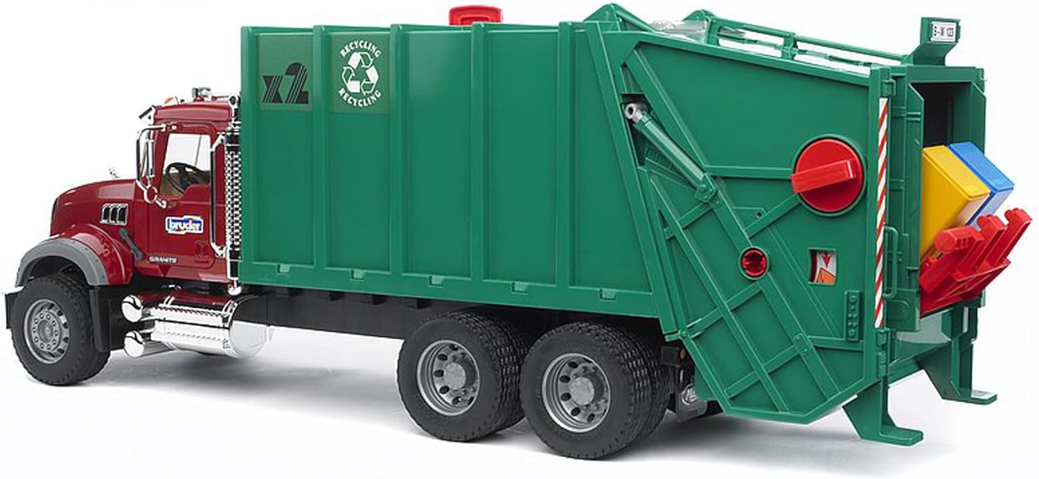 Bruder MACK Granite Garbage truck (ruby red-green) (02812)