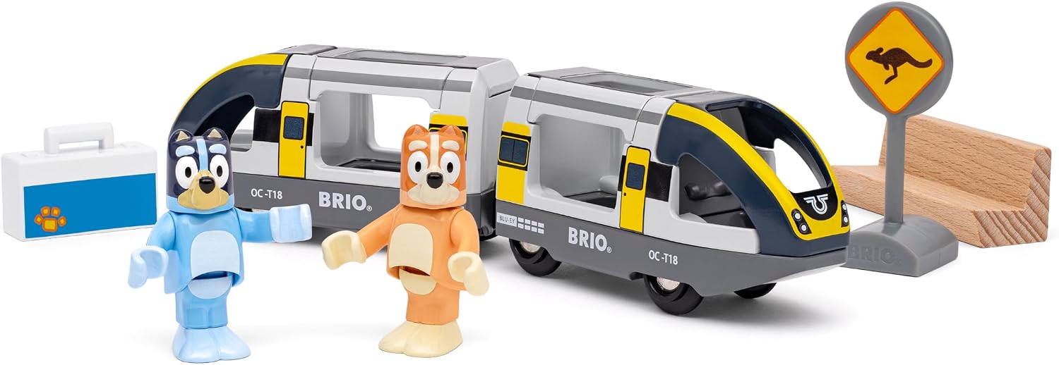 BRIO World Bluey Train Set – 7-Piece Wooden Railway Playset with Bluey & Bingo Figures, Compatible with All BRIO World (Ages 3+)