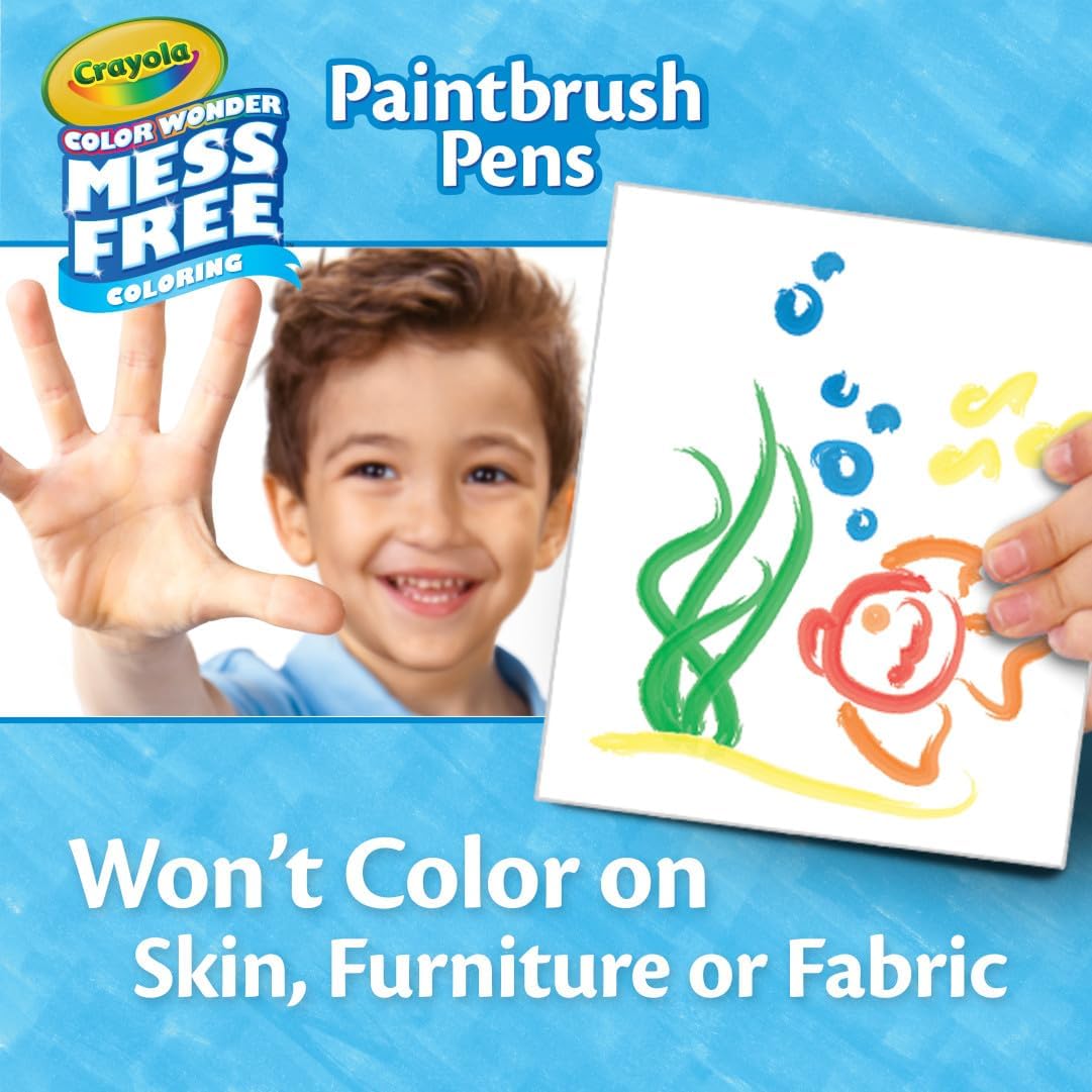 Crayola Color Wonder Paintbrush Pens – Mess-Free Watercolour Brush Markers for Kids