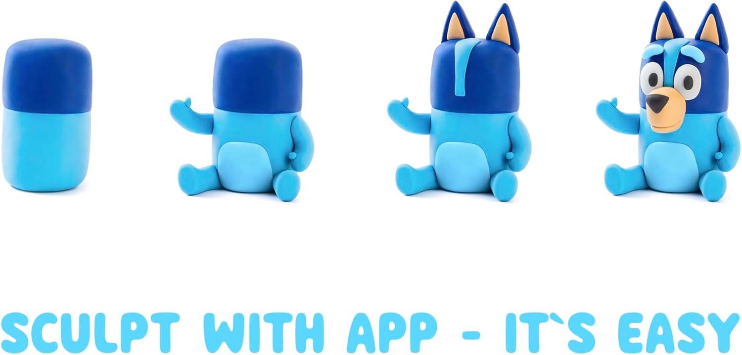 Hey Clay Bluey & Friends 15-Can Air-Dry Clay Kit – Sculpt Bluey, Bingo, Coco & More with App-Guided Instructions (Ages 3+)