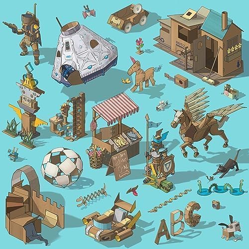 MakeDo Discover 126-Piece Cardboard Construction Tool Kit – STEM Maker Kit for 2-5 Kids (Ages 5+)